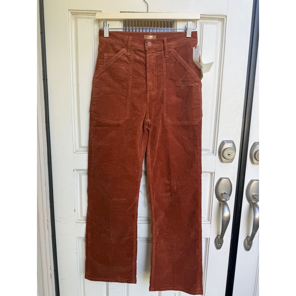 Mother The Patch Rambler Ankle Corduroy Pants Coconut Shell Orange Size 25